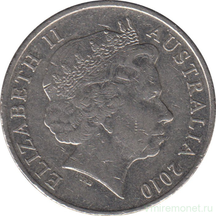 Монета. Австралия. 20 центов 2010 год. ав. Монета. Австралия. 20 центов 2010 год.