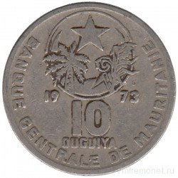 Монета. Мавритания. 10 угий 1973 год.