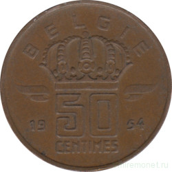 Монета. Бельгия. 50 сантимов 1954 год. BELGIE.