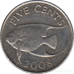 Монета. Бермудские острова. 5 центов 2008 год.