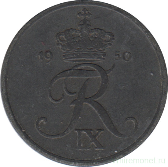 Монета. Дания. 2 эре 1950 год.