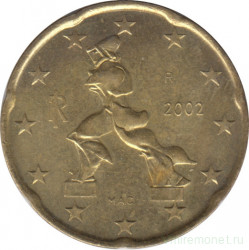 Монета. Италия. 20 центов 2002 год.