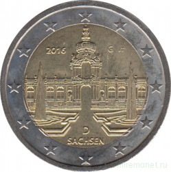 Монета. Германия. 2 евро 2016 год. Саксония (G).