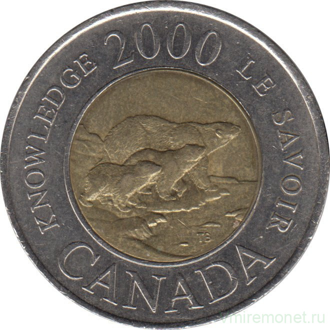 Монета. Канада. 2 доллара 2000 год. Путь к знанию.