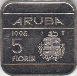 Монета. Аруба. 5 флоринов 1995 год.