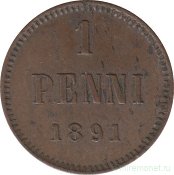Монета. Русская Финляндия. 1 пенни 1891 год.