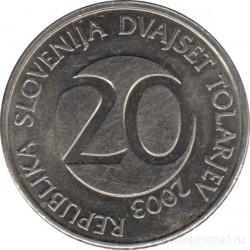 Монета. Словения. 20 толаров 2003 год.