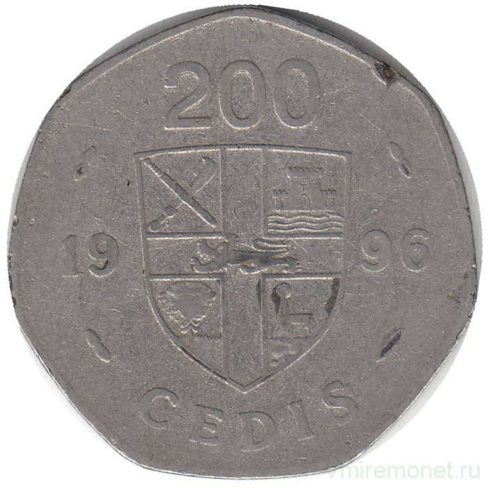 Монета. Гана. 200 седи 1996 год.