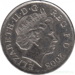 Монета. Великобритания. 10 пенсов 2008 год. Новый тип.