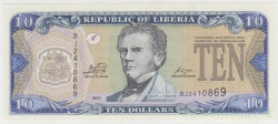Банкнота. Либерия. 10 долларов 2011 год. Тип 27f.