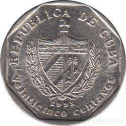 Монета. Куба. 25 сентаво 1998 год (конвертируемый песо).