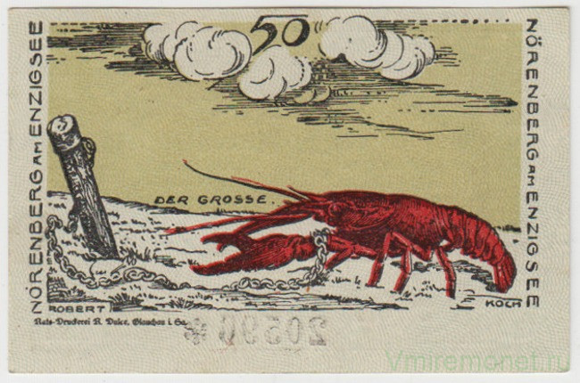 Бона. Нотгельд. Германия. Город Нёрнберг (Иньско). 50 пфеннигов 1920 год. Вариант 979.5.а.1.