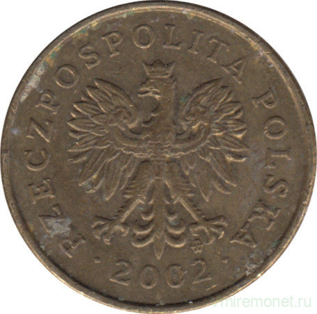 Монета. Польша. 5 грошей 2002 год.