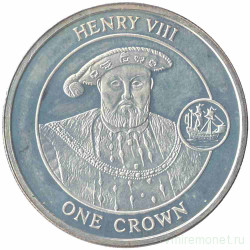 Монета. Гибралтар. 1 крона 2009 год. История Британии. Генрих VIII и Мария Роза.