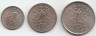 Монета. Непал. Набор 3 штуки. 25, 50 пайс, 1 рупия 1974 (2031) год. Коронация Биренды.