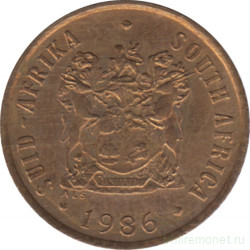 Монета. Южно-Африканская республика (ЮАР). 1 цент 1986 год.