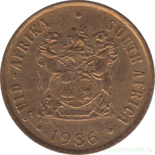 Монета. Южно-Африканская республика (ЮАР). 1 цент 1986 год.