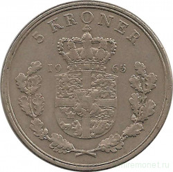 Монета. Дания. 5 крон 1965 год.