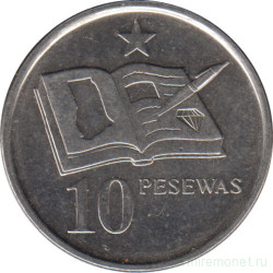 Монета. Гана. 10 песев 2007 год.