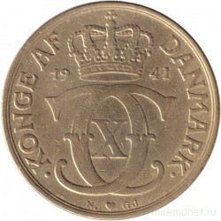 Монета. Дания. 2 кроны 1941 год.