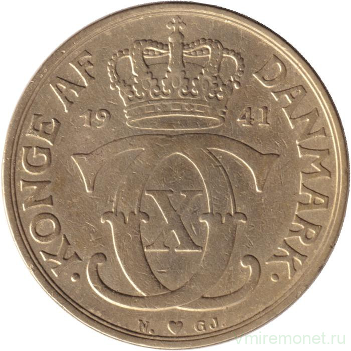 Монета. Дания. 2 кроны 1941 год.
