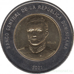 Монета. Доминиканская республика. 10 песо 2021 год.