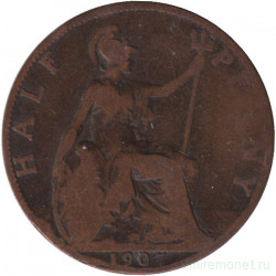 Монета. Великобритания. 1/2 пенни 1907 год.