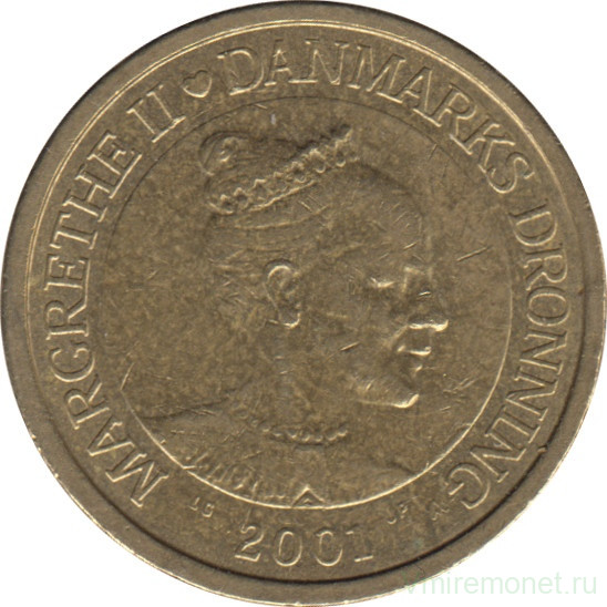 Монета. Дания. 10 крон 2001 год.
