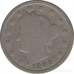 Монета. США. 5 центов 1900 год.