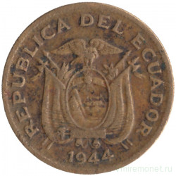 Монета. Эквадор. 5 сентаво 1944 год.