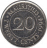 Монета. Маврикий. 20 центов 1994 год. ав.