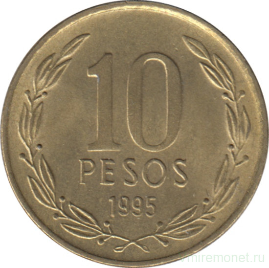 Монета. Чили. 10 песо 1995 год.