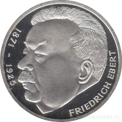 Монета. ФРГ. 5 марок 1975 год. 50 лет со дня смерти Фридриха Эберта. Пруф.