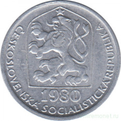 Монета. Чехословакия. 10 геллеров 1980 год.