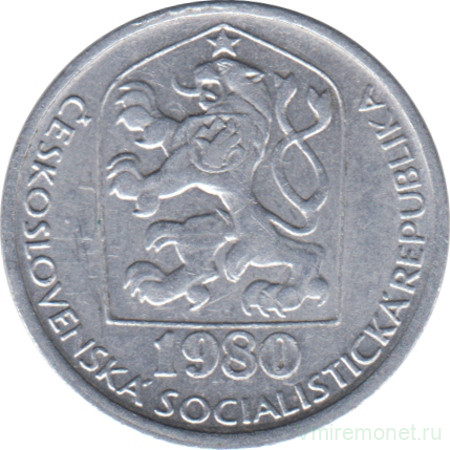 Монета. Чехословакия. 10 геллеров 1980 год.