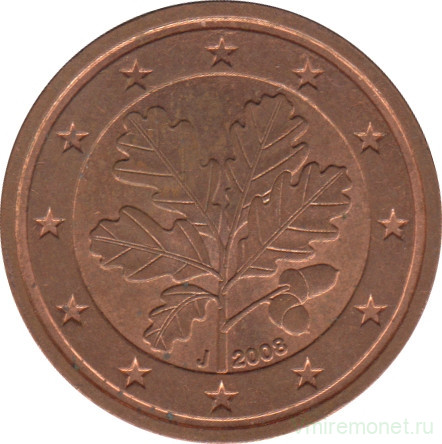 Монета. Германия. 2 цента 2008 год. (J).