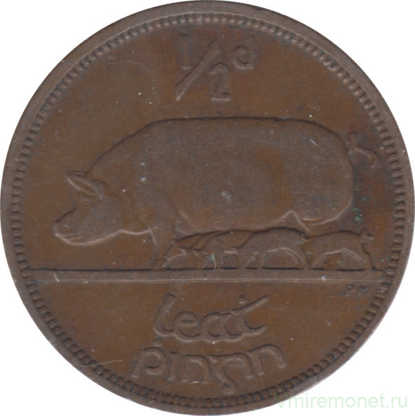 Монета. Ирландия. 1/2 пенни 1940 год.