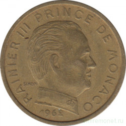 Монета. Монако. 10 сантимов 1962 год.