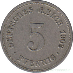 Монета. Германская империя. 5 пфеннигов 1903 год. (А).