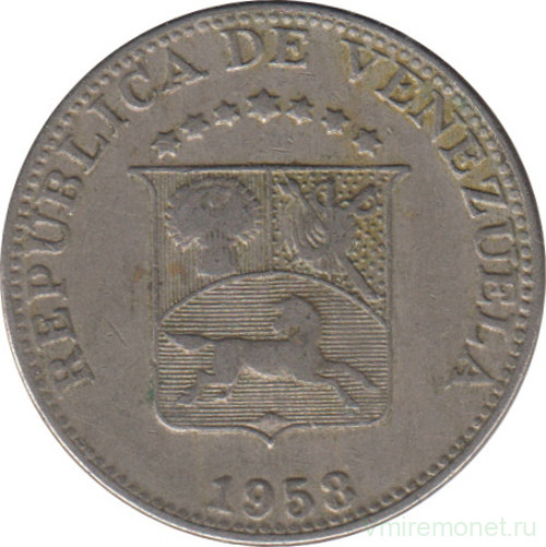 Монета. Венесуэла. 5 сентимо 1958 год.