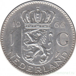 Монета. Нидерланды. 1 гульден 1966 год.