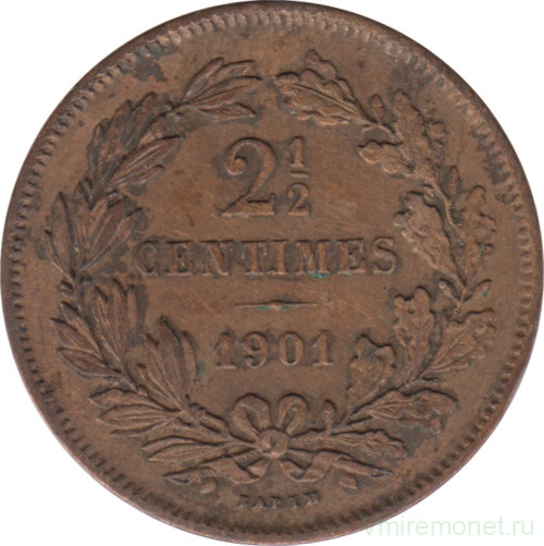 Монета. Люксембург. 2.5 сантима 1901 год.