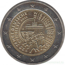 Монета. Германия. 2 евро 2015 год. 25 лет объединения Германии (G).