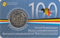 Монета. Бельгия. 2 евро 2021 год. 100 лет Бельгийско-Люксембургскому экономическому союзу. Коинкарта Belgique.