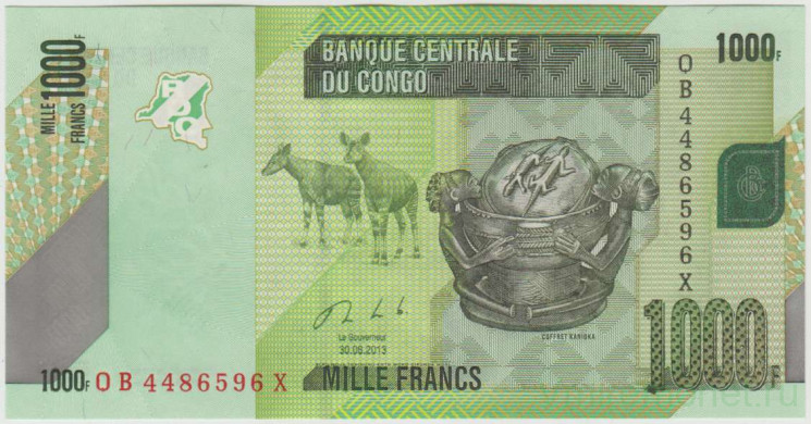 Банкнота. Демократическая Республика Конго. 1000 франков 2013 год. Тип 101b.