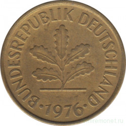 Монета. ФРГ. 5 пфеннигов 1976 год. Монетный двор - Карлсруэ (G).