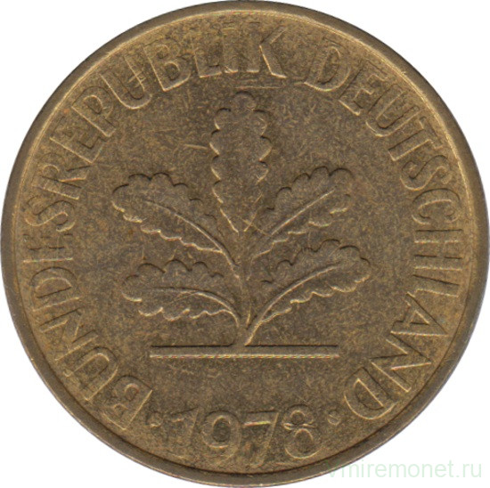 Монета. ФРГ. 10 пфеннигов 1978 год. Монетный двор - Мюнхен (D).