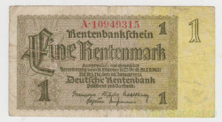 Банкнота. Германия. Веймарская республика. 1 рентенмарка 1937 год. (Гос. печать)