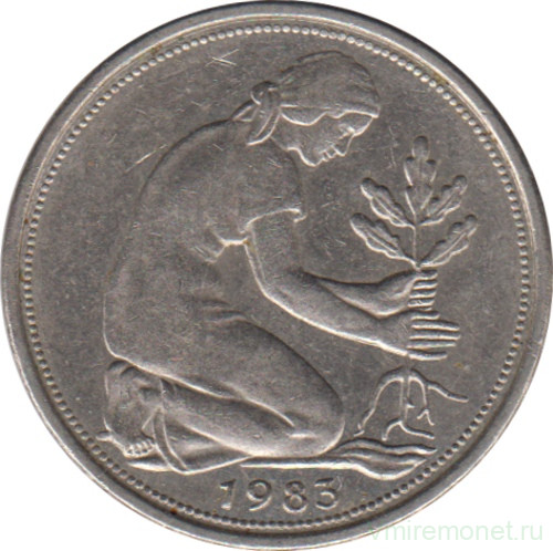 Монета. ФРГ. 50 пфеннигов 1983 год. Монетный двор - Карлсруэ (G).