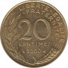  Монета. Франция. 20 сантимов 2000 год. ав.